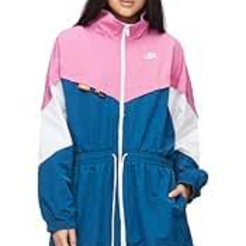 Nike Women's Tri-Tone Windbreaker Jacket - Pink, Blue, White - Picture 3 of 4